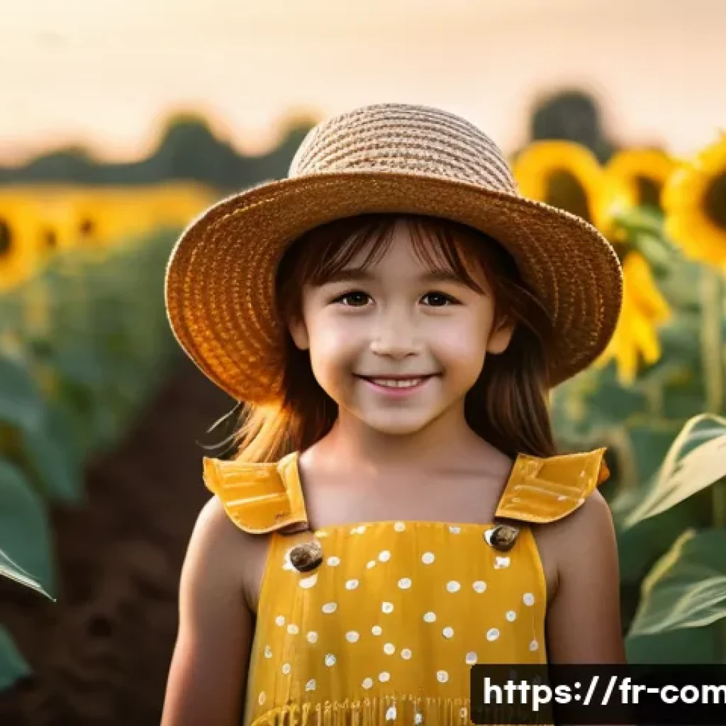 작곡가를 위한 음악 산업 분석 - **Prompt:** "A young girl, around 7 years old, wearing a bright yellow sundress and a sun hat, stand...